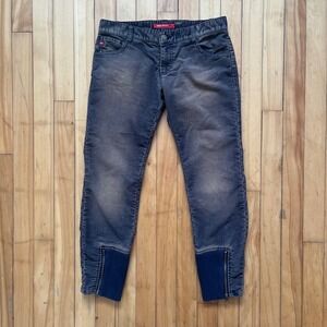 Miss Sixty Vintage Y2K Corduroy Low Rise Pants Faded Blue Grey Ankle Zip Size 30